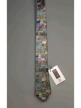 The Met Men's Silk Abstract Art Print Tie Multicolor NWT